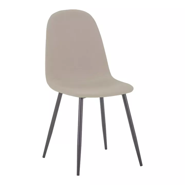 Chair Bella pakoworld ecru fabric with black metal leg 44x55x85cm