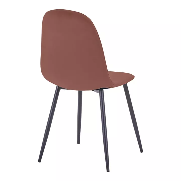 Chair Bella pakoworld dusty pink velvet fabric with black metal leg 44x55x85cm