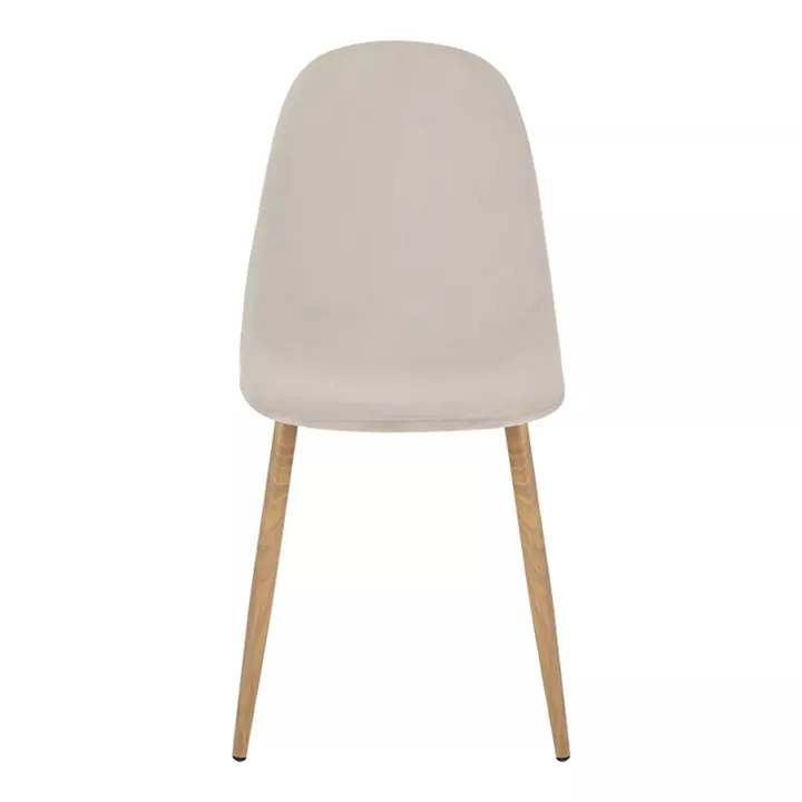 Chair Bella pakoworld beige velvet fabric with natural color metal leg 44x55x85cm