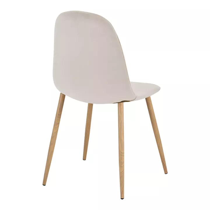 Chair Bella pakoworld beige velvet fabric with natural color metal leg 44x55x85cm