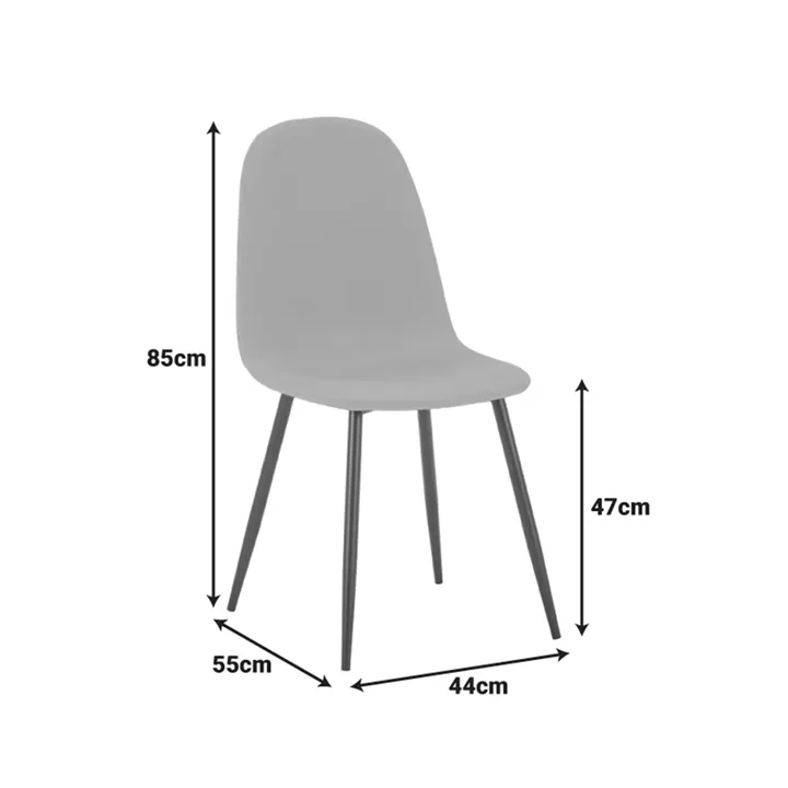Chair Bella pakoworld anthracite fabric with black metal leg 44x55x85cm