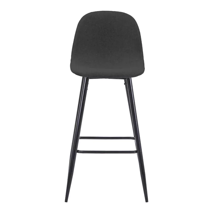 Middle height bar stool Bella pakoworld anthracite fabric with black metal leg 41.5x49x98cm