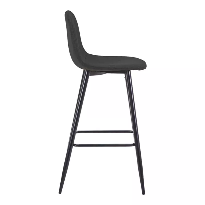 Middle height bar stool Bella pakoworld anthracite fabric with black metal leg 41.5x49x98cm