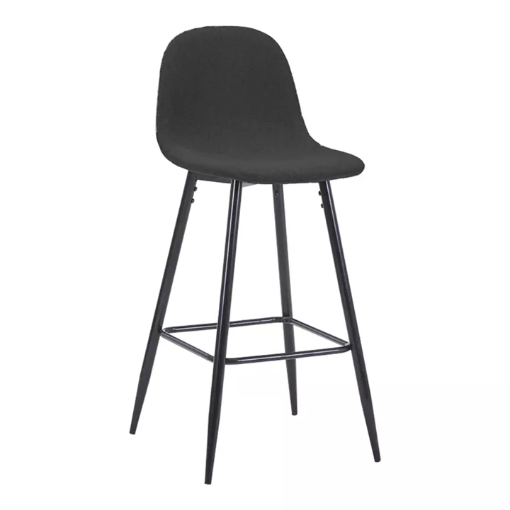 Middle height bar stool Bella pakoworld anthracite fabric with black metal leg 41.5x49x98cm