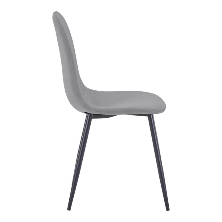 Chair Bella pakoworld dark grey velvet fabric with black metal leg 44x55x85cm