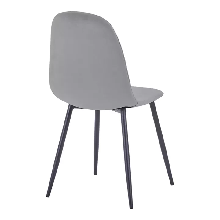Chair Bella pakoworld dark grey velvet fabric with black metal leg 44x55x85cm