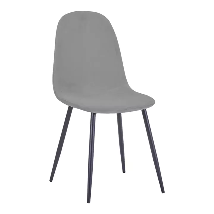 Chair Bella pakoworld dark grey velvet fabric with black metal leg 44x55x85cm
