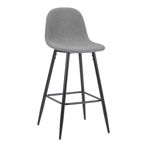 Middle height bar stool Bella pakoworld grey fabric with black metal leg 41.5x49x98cm
