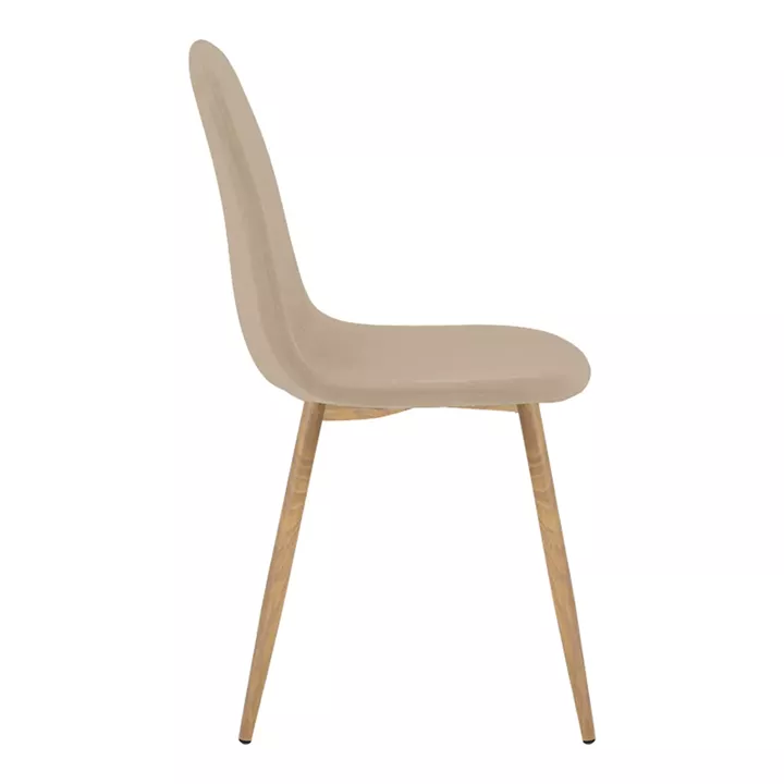 Chair Bella pakoworld beige fabric with natural color metal leg 44x55x85cm