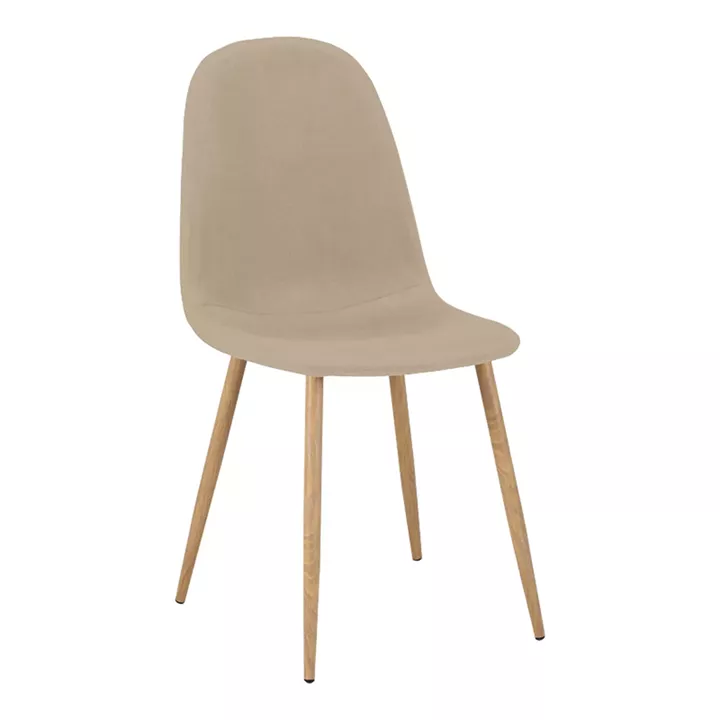 Chair Bella pakoworld beige fabric with natural color metal leg 44x55x85cm