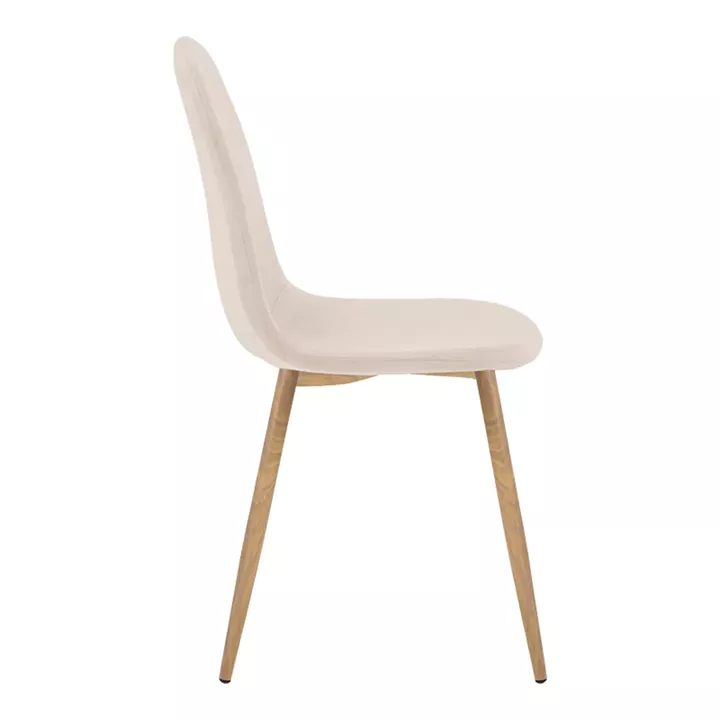 Chair Bella pakoworld cream fabric with natural color metal leg 44x55x85cm