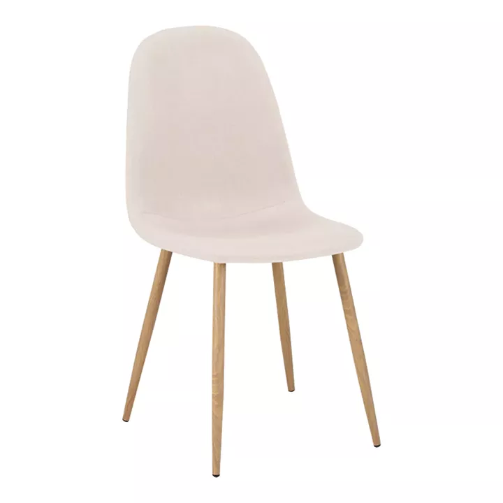 Chair Bella pakoworld cream fabric with natural color metal leg 44x55x85cm
