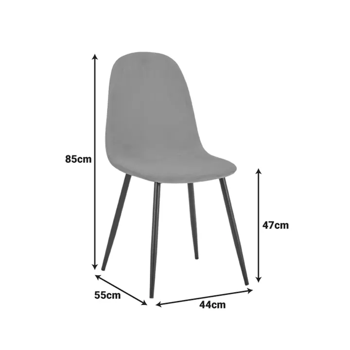 Chair Bella pakoworld black velvet fabric with black metal leg 44x55x85cm