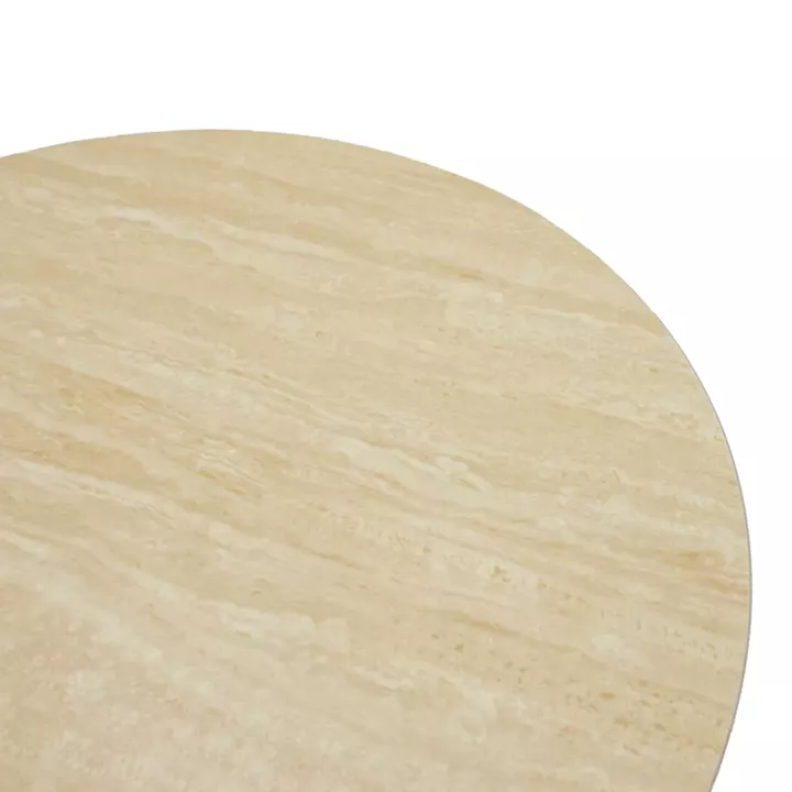 Coffee table Franzel pakoworld sintered stone in travertine look-mdf walnut D80x40cm