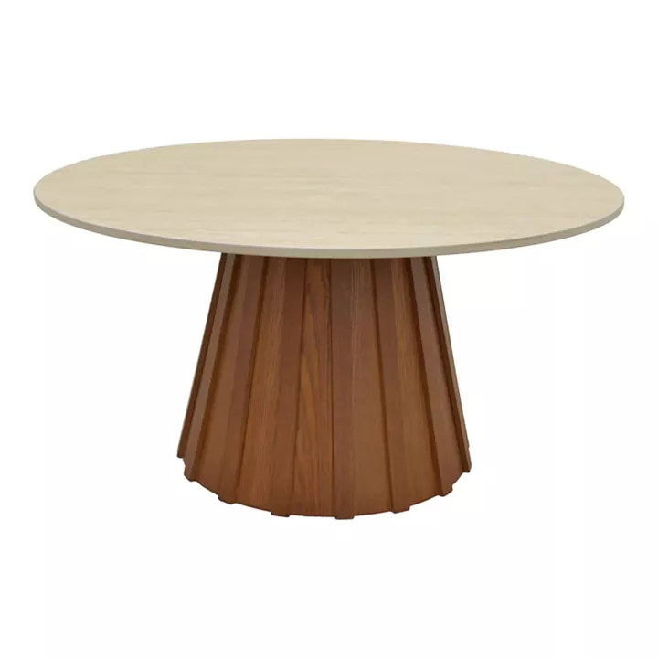 Coffee table Franzel pakoworld sintered stone in travertine look-mdf walnut D80x40cm