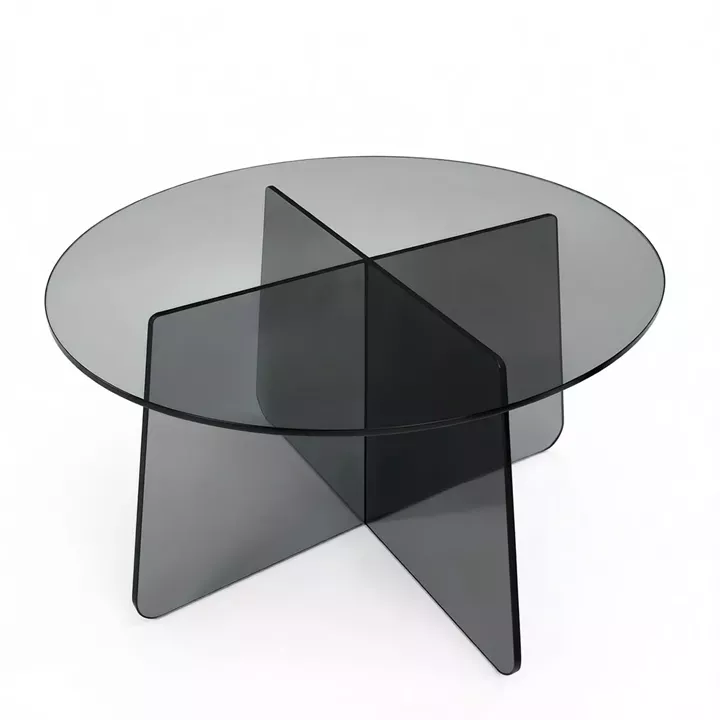 Coffee table Cleary pakoworld tempered anthracite 8mm glass D70x45cm