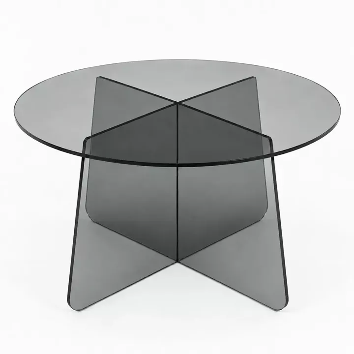 Coffee table Cleary pakoworld tempered anthracite 8mm glass D70x45cm