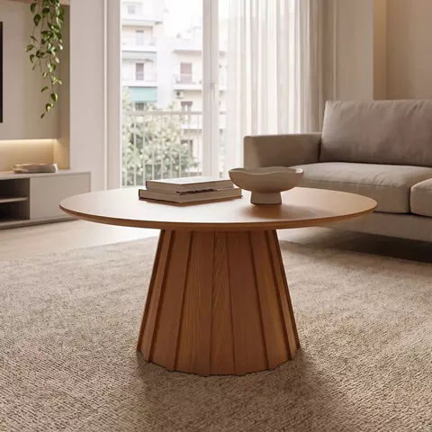 Τραπέζι σαλονιού Franzel pakoworld mdf καρυδί Φ80x40εκ