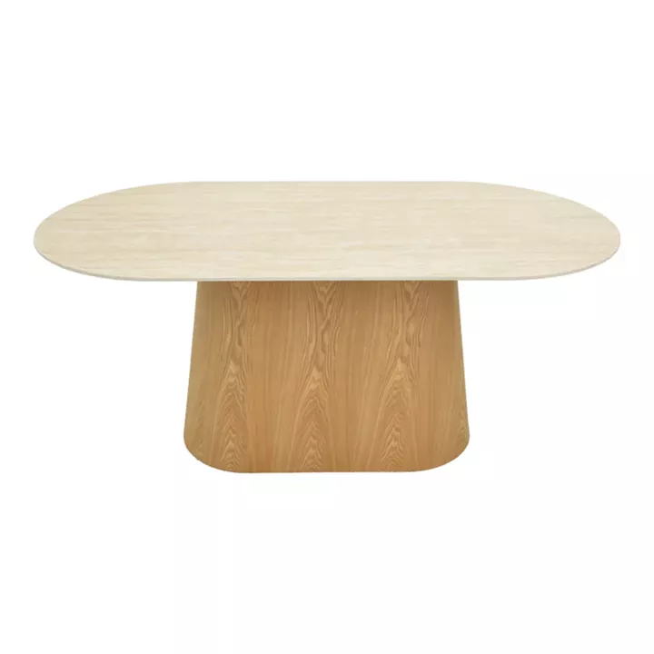 Dining table Karlino pakoworld sintered stone in travertine look-mdf natural color 180x90x76cm