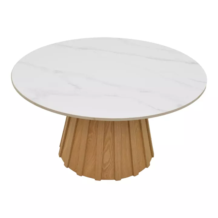 Coffee table Franzel pakoworld sintered stone in marble look-mdf in natural shade D80x40cm