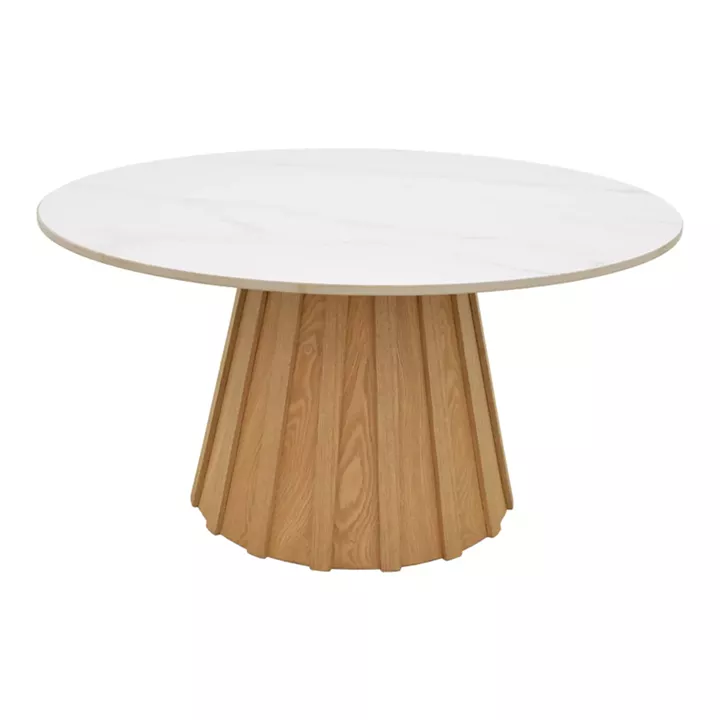 Coffee table Franzel pakoworld sintered stone in marble look-mdf in natural shade D80x40cm