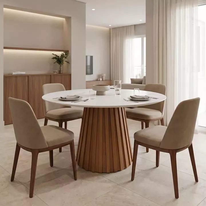 Dining table Franzel pakoworld sintered stone in marble look-mdf in natural shade D120x75cm
