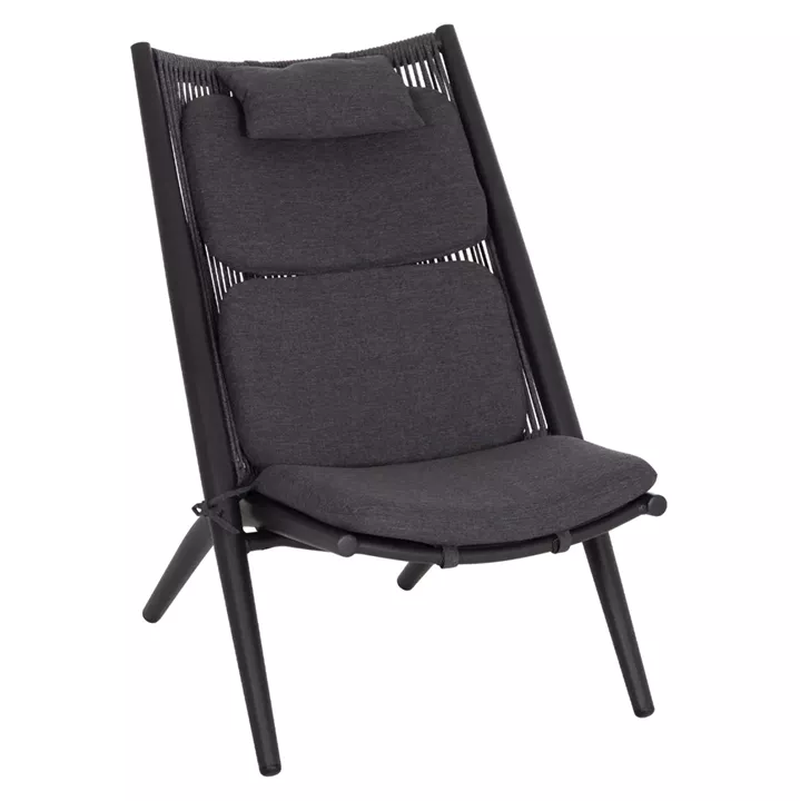 LOUNGER RELAX REMUS HM6642.01 ALUMINUM IN CHARCOAL--OLEFIN ROPE IN CHARCOAL 63x87x94Hcm.