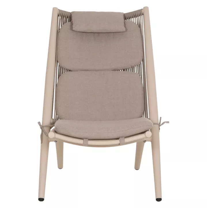 LOUNGER RELAX REMUS HM6642.04 ALUMINUM IN CHAMPAGNE--OLEFIN ROPE IN BEIGE 63x87x94Hcm.