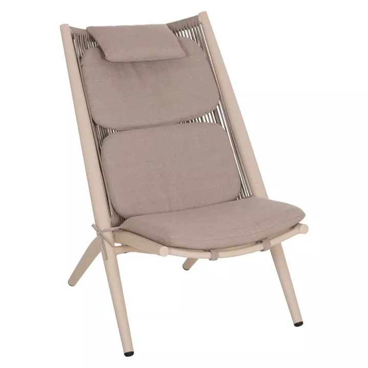 LOUNGER RELAX REMUS HM6642.04 ALUMINUM IN CHAMPAGNE--OLEFIN ROPE IN BEIGE 63x87x94Hcm.