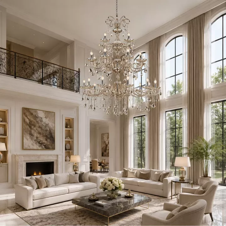 Artekko Chandelier Helios Πολυέλαιος 24φωτος Ε14 με Σαμπανιζέ Κρύσταλλα (100x100x180)cm