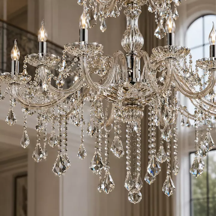 Artekko Chandelier Helios Πολυέλαιος 24φωτος Ε14 με Σαμπανιζέ Κρύσταλλα (100x100x180)cm
