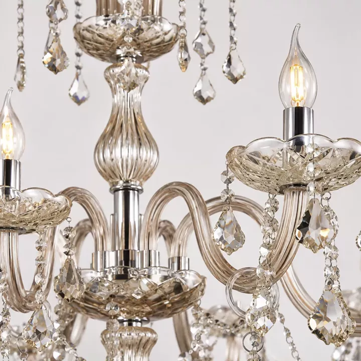 Artekko Chandelier Helios Πολυέλαιος 24φωτος Ε14 με Σαμπανιζέ Κρύσταλλα (100x100x180)cm