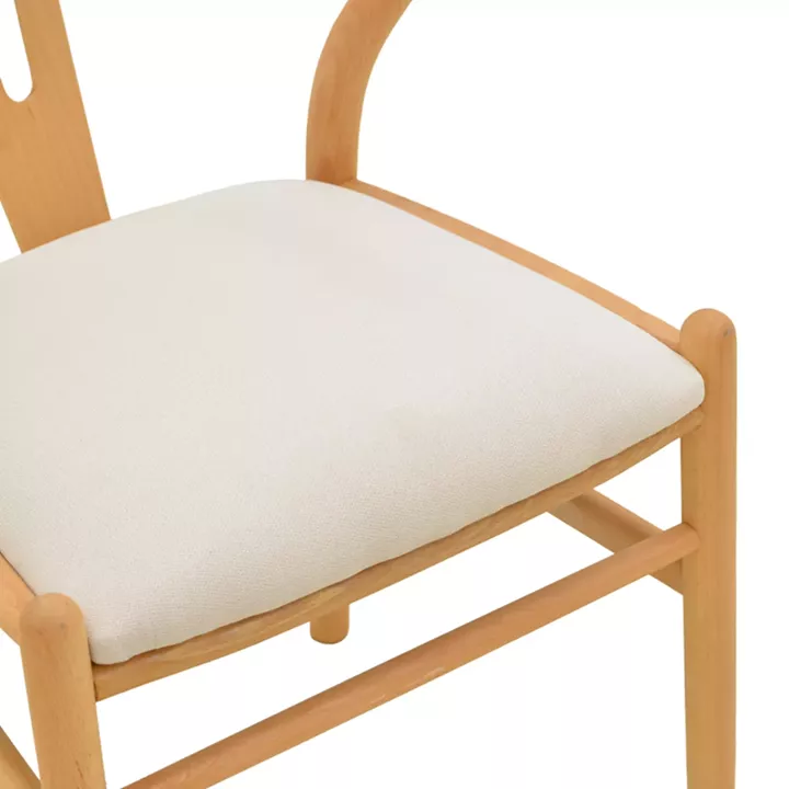 Καρέκλα Wishbone pakoworld rubberwood-ύφασμα σε φυσική-μπεζ απόχρωση 51x58x73εκ