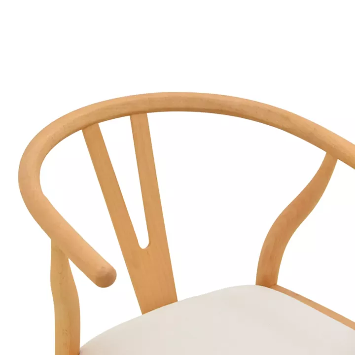 Καρέκλα Wishbone pakoworld rubberwood-ύφασμα σε φυσική-μπεζ απόχρωση 51x58x73εκ