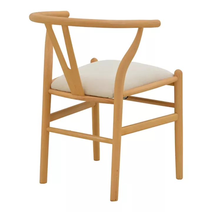 Καρέκλα Wishbone pakoworld rubberwood-ύφασμα σε φυσική-μπεζ απόχρωση 51x58x73εκ