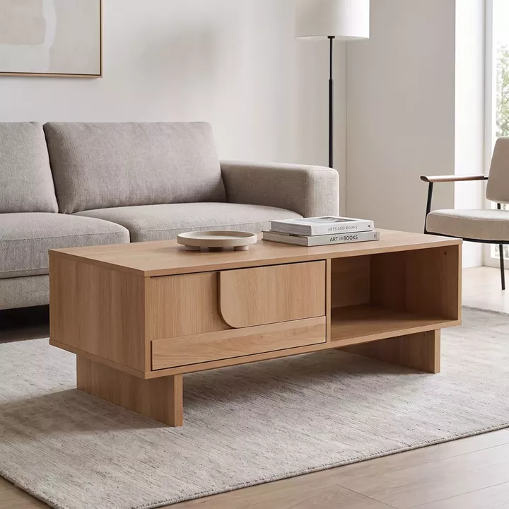 Jenfia pakoworld mdf coffee table in natural shade 110x55x38.5cm