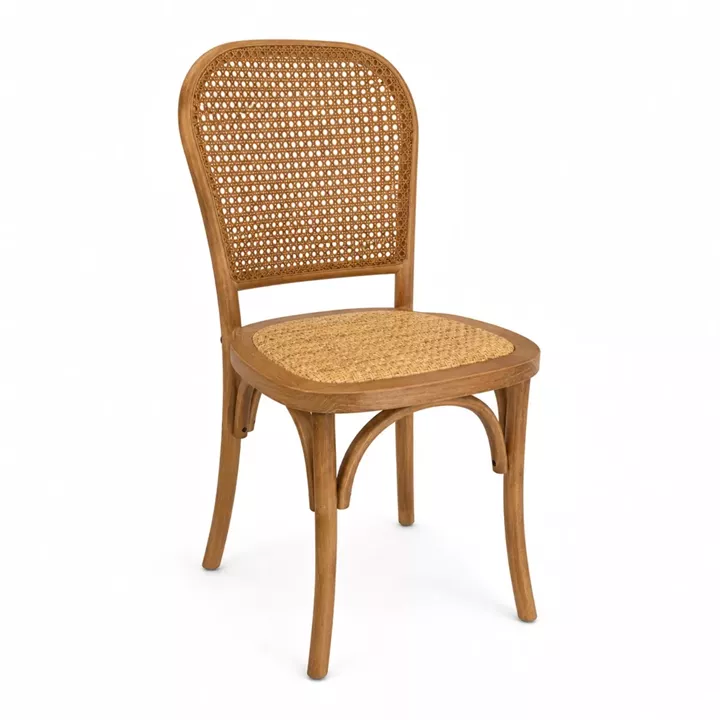 Artekko Sorento Καφέ Ξύλινη Καρέκλα από Ξύλο Toon και Ρατάν (45x48x90)cm