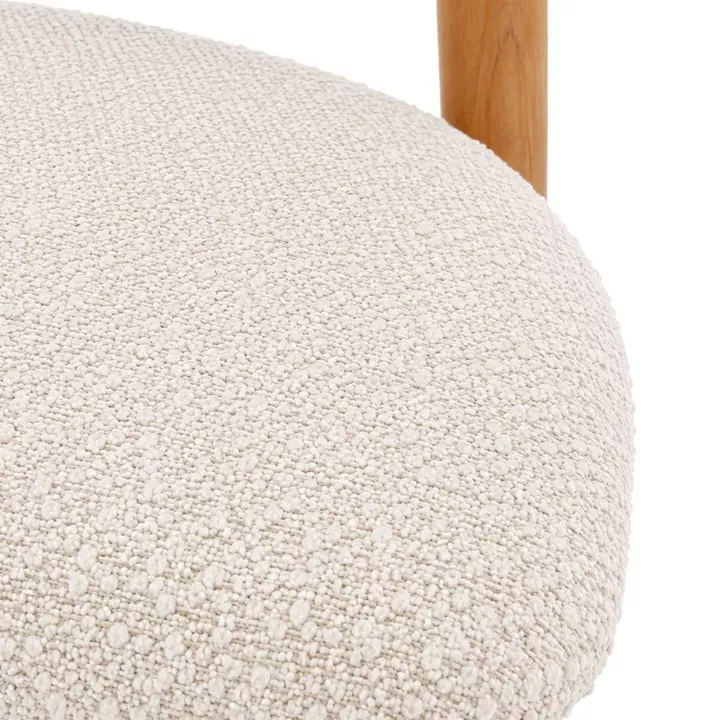 Artekko Bomonti Καφε Καρέκλα από Rubberwood με Εκρού Μπουκλέ Ύφασμα (56x50x79)cm