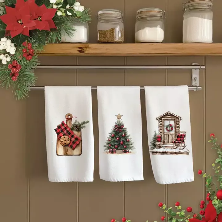 Ποτηρόπανα Κουζίνας Χριστουγεννιάτικα RusticNoel Σετ 3ΤΜΧ