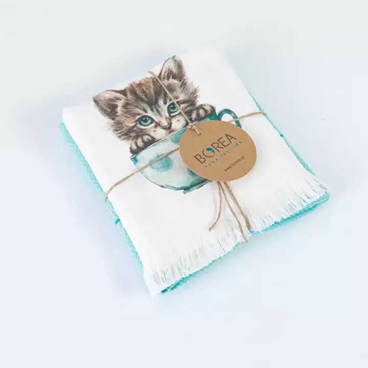 Ποτηρόπανα Κουζίνας KittenCup Σετ 2ΤΜΧ