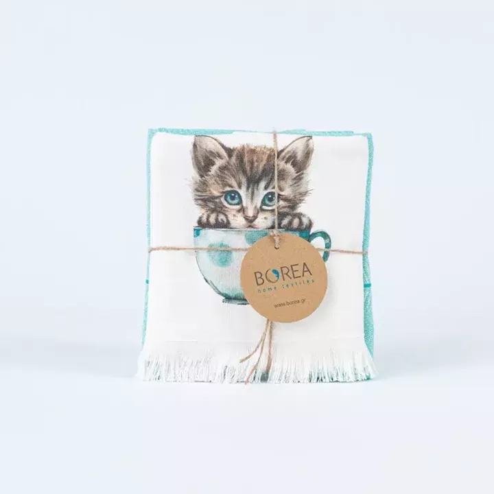 Ποτηρόπανα Κουζίνας KittenCup Σετ 2ΤΜΧ