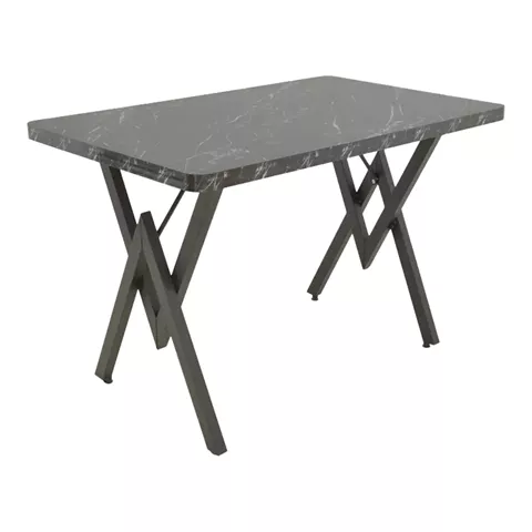 Τραπέζι Vertex pakoworld μαύρο μαρμάρου και μέταλλο 110x70x72εκ
