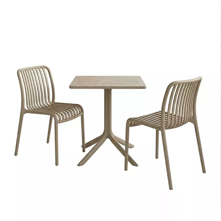 Dining table Groovy Zoi pakoworld 3 pcs cappuccino PP 60x60x76cm