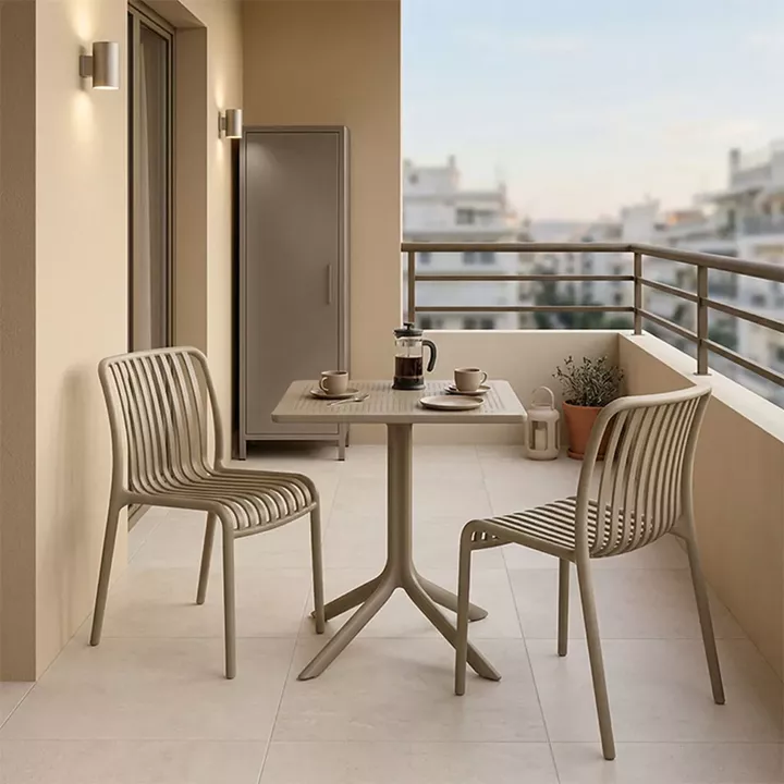 Dining table Groovy Zoi pakoworld 3 pcs cappuccino PP 60x60x76cm