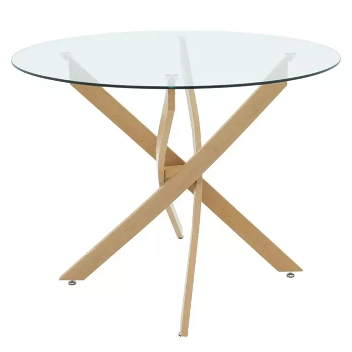 Dining Room with Jelour Grey Chairs and Antoro Glass Table D100x75 Set of 5pcs