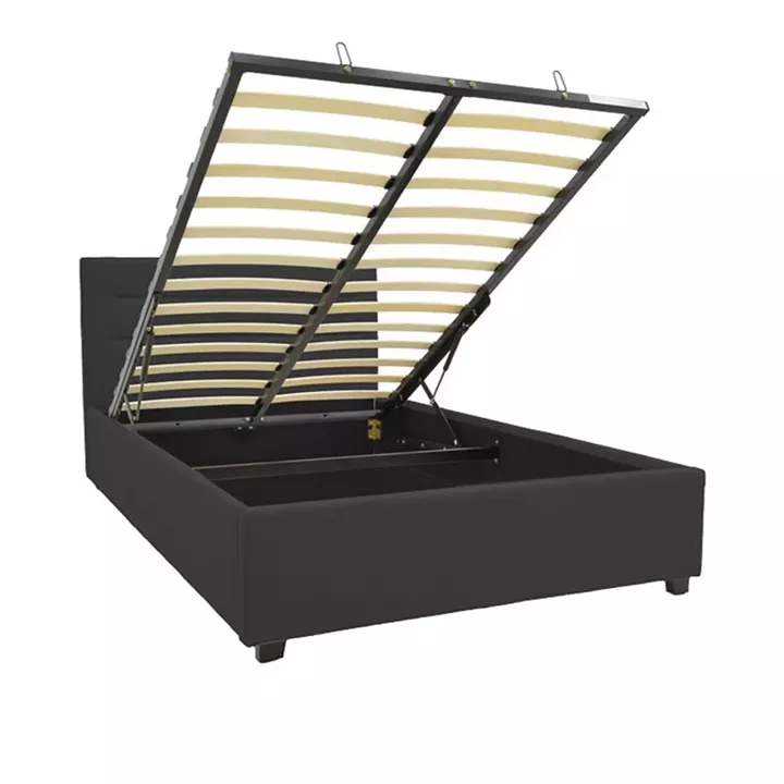 Bed with mattress and storage space Molito-Nemesis pakoworld velvet anthracite 120x200cm
