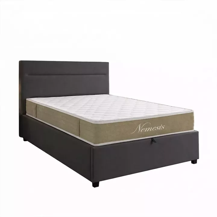 Bed with mattress and storage space Molito-Nemesis pakoworld velvet anthracite 120x200cm