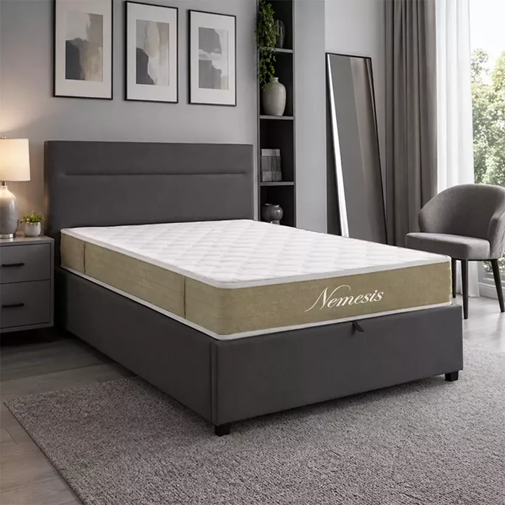 Bed with mattress and storage space Molito-Nemesis pakoworld velvet anthracite 120x200cm