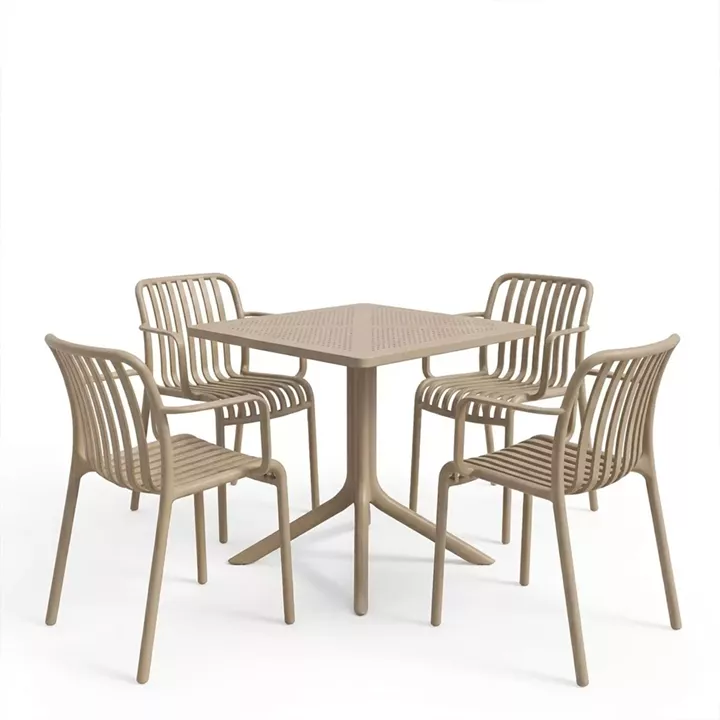 Dining set Zoi Groovy pakoworld set 5pcs cappuccino PP 80x80x74cm