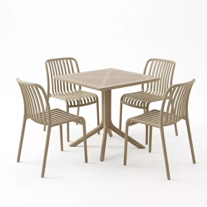Τραπεζαρία Zoi Groovy pakoworld σετ 5τεμ cappuccino PP 80x80x74εκ